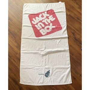Vintage Jack in the Box Beach Towel White Classic Square Logo Cotton 1888 Mills